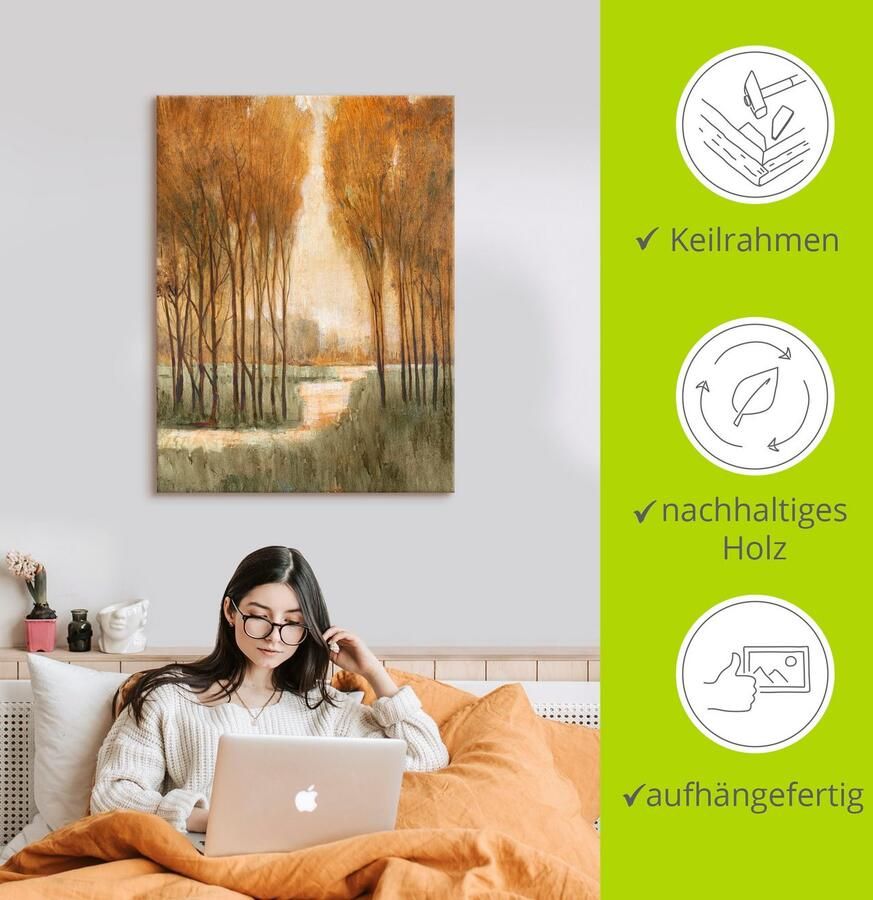 Artland Artprint op linnen Goudkleurige bos I gespannen op een spieraam