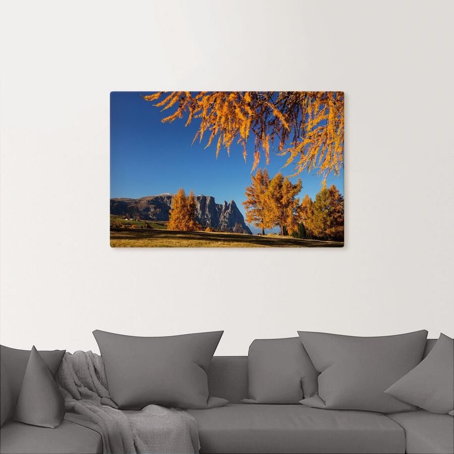 Artland Artprint op linnen Goudkleurige herfst op de Seiser bergweide - Foto 2