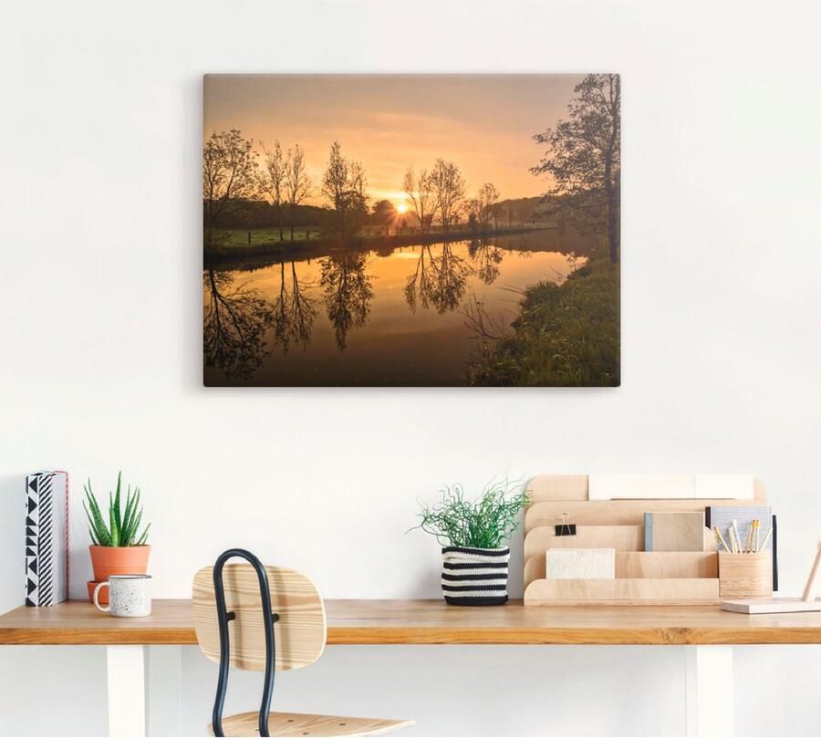 Artland Artprint op linnen Goudkleurige morgen gespannen op een spieraam - Foto 3