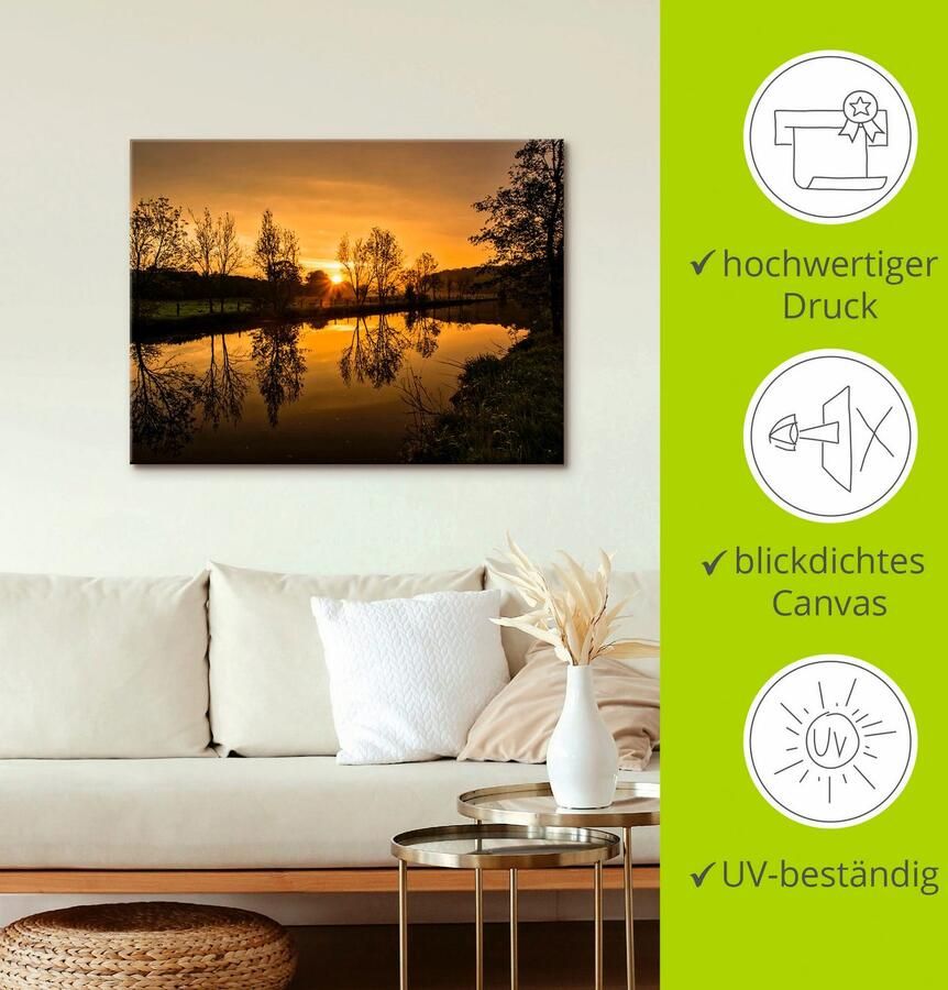 Artland Artprint op linnen Goudkleurige morgen gespannen op een spieraam - Foto 2