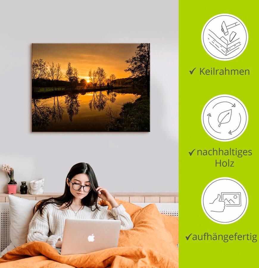 Artland Artprint op linnen Goudkleurige morgen gespannen op een spieraam