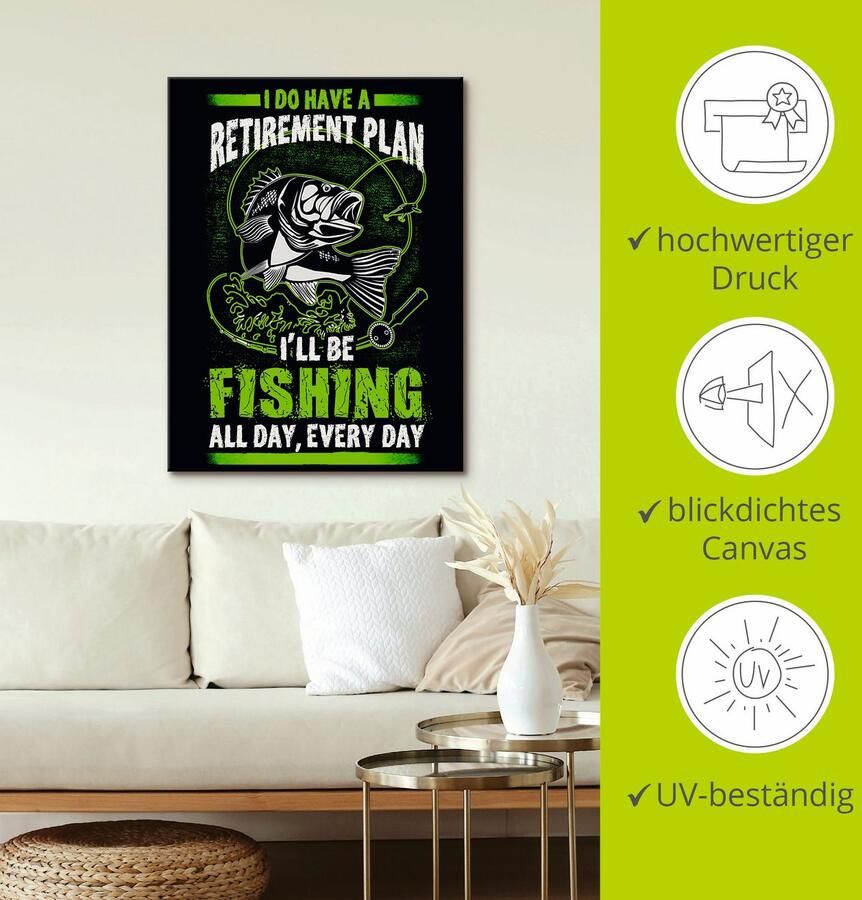 Artland Artprint op linnen Grappige artprint voor vissers - Foto 3