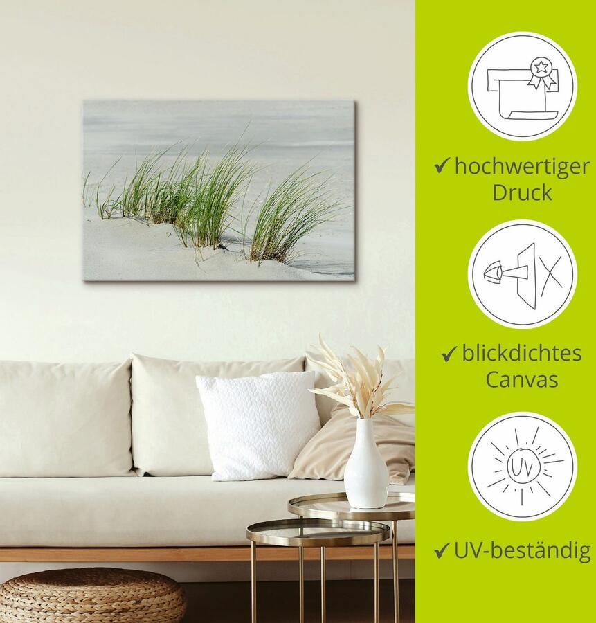Artland Artprint op linnen Grassen aan het strand gespannen op een spieraam - Foto 3
