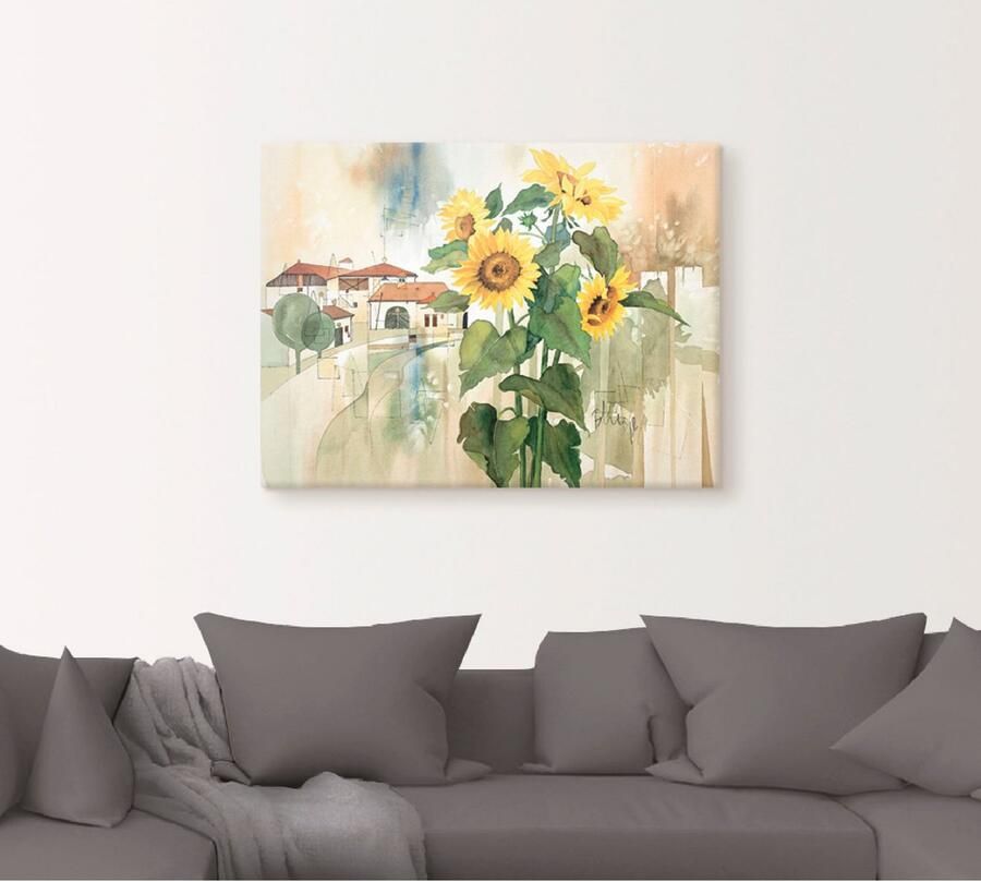 Artland Artprint op linnen Groet de zonnebloem gespannen op een spieraam - Foto 4