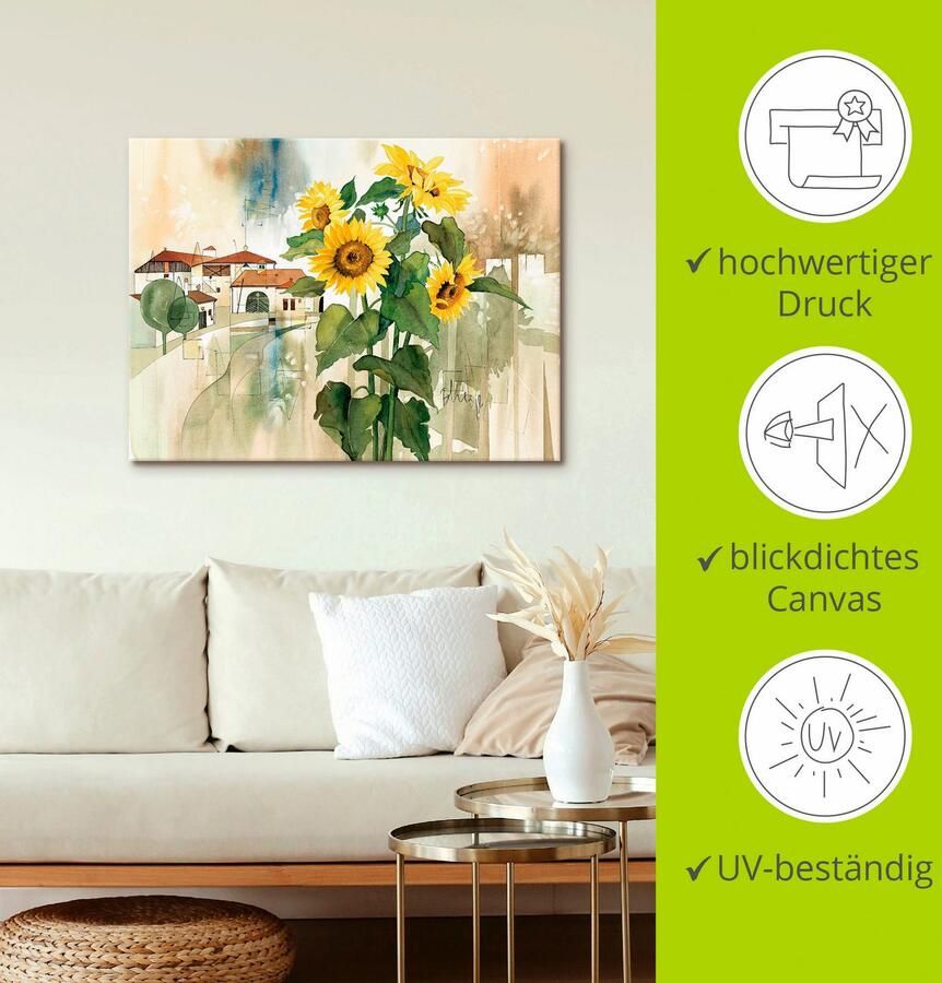 Artland Artprint op linnen Groet de zonnebloem gespannen op een spieraam - Foto 2