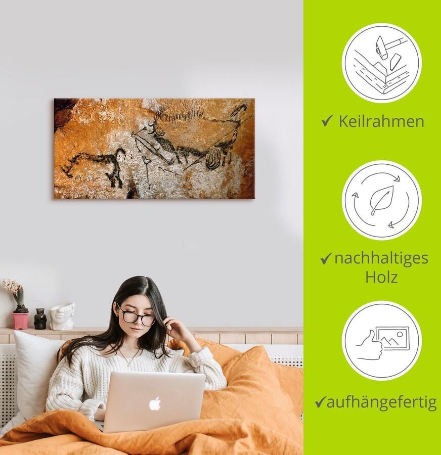 Artland Artprint op linnen Grot van Lascaux 17000 v Chr