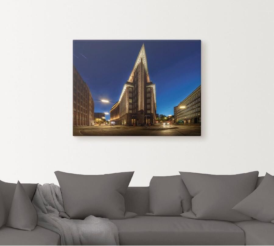 Artland Artprint op linnen Hamburg Chilehaus gespannen op een spieraam - Foto 4