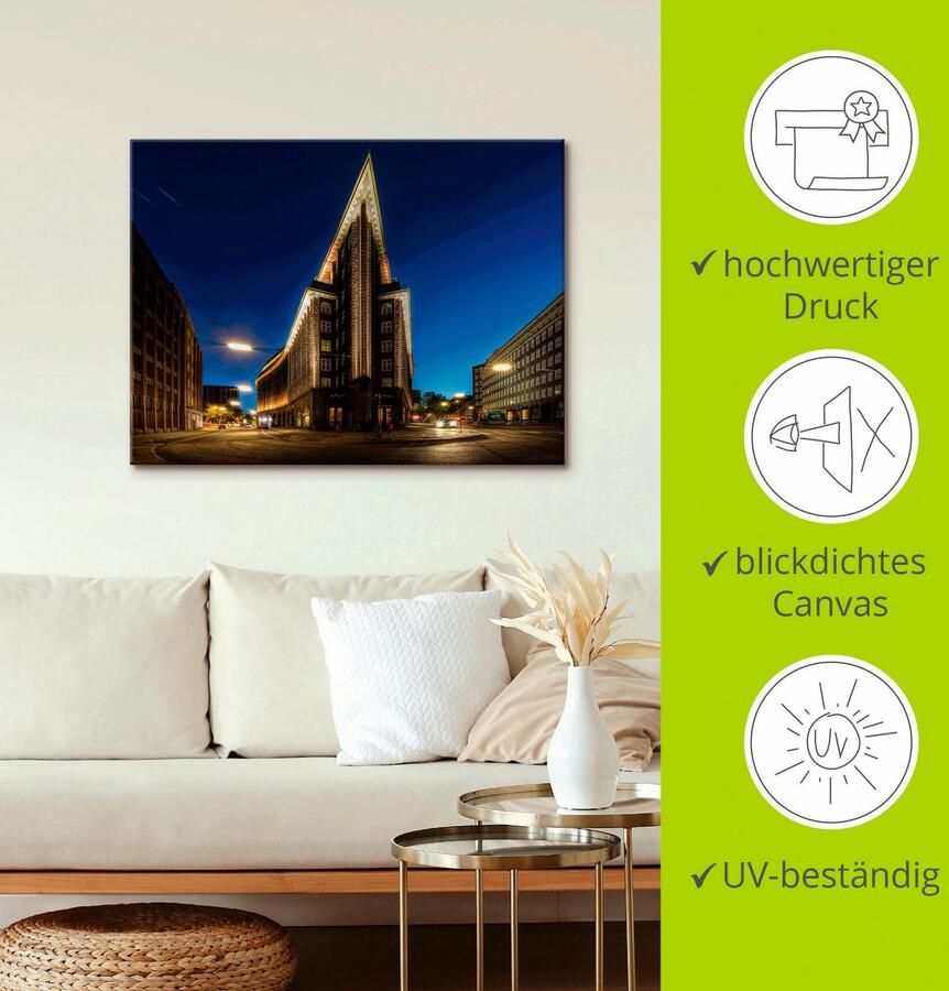 Artland Artprint op linnen Hamburg Chilehaus gespannen op een spieraam - Foto 2