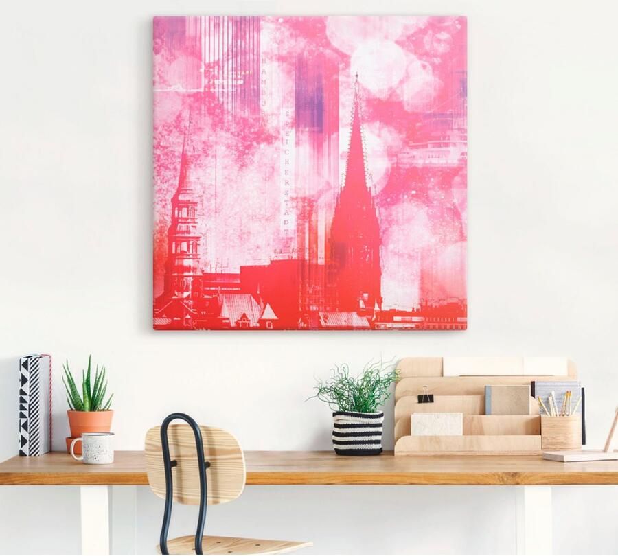 Artland Artprint op linnen Hamburg Collage III gespannen op een spieraam - Foto 3