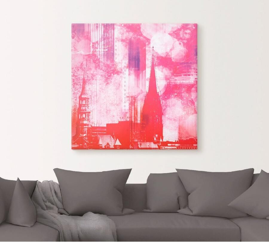 Artland Artprint op linnen Hamburg Collage III gespannen op een spieraam - Foto 4