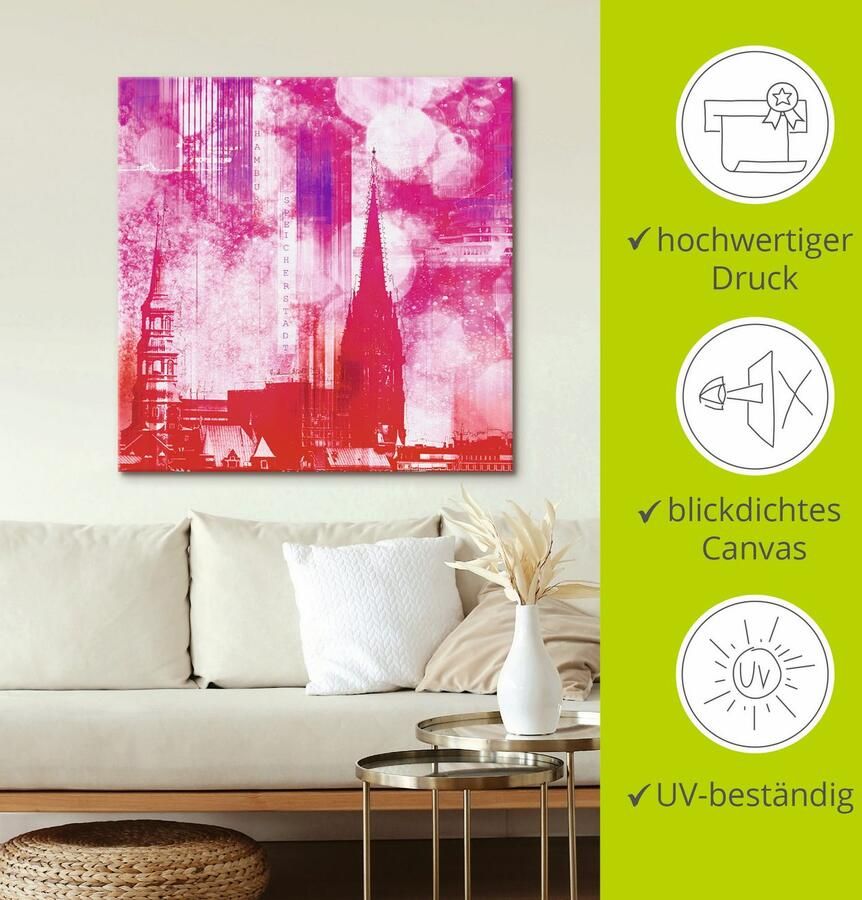 Artland Artprint op linnen Hamburg Collage III gespannen op een spieraam - Foto 2