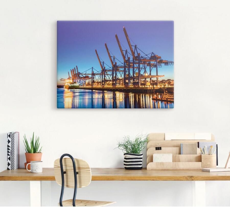 Artland Artprint op linnen Hamburg Containerhaven gespannen op een spieraam - Foto 3