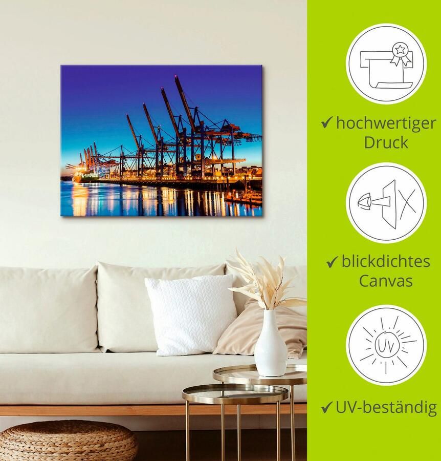 Artland Artprint op linnen Hamburg Containerhaven gespannen op een spieraam - Foto 2