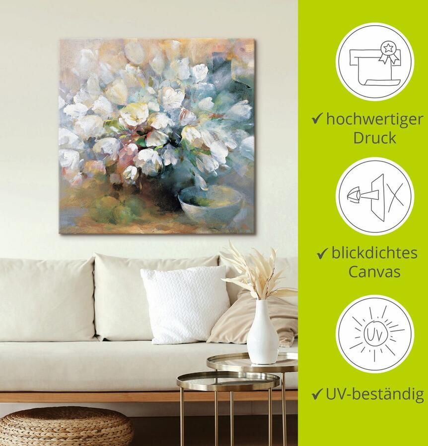 Artland Artprint op linnen Helder witte tulpen I gespannen op een spieraam - Foto 4