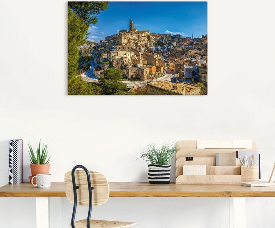 Artland Artprint op linnen Historische oude binnenstad van Matera Italië - Foto 5