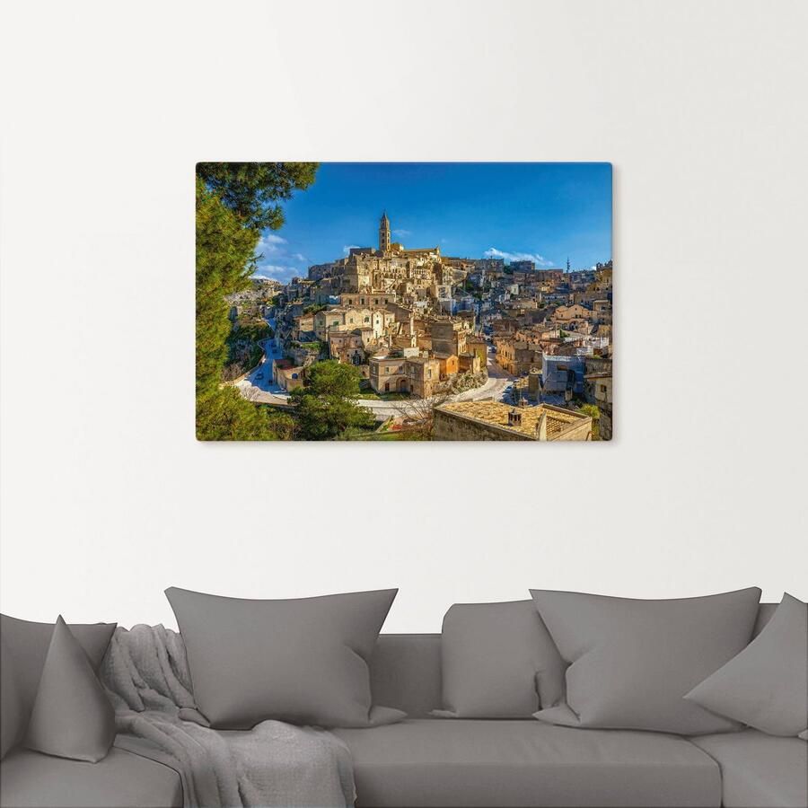 Artland Artprint op linnen Historische oude binnenstad van Matera Italië