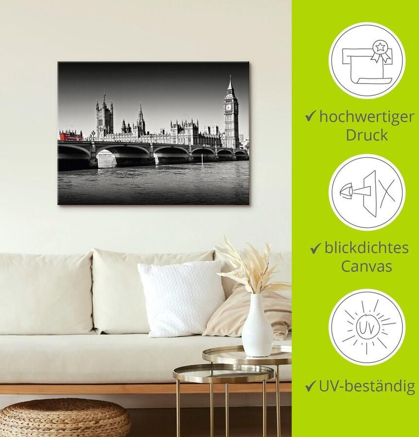 Artland Artprint op linnen Houses of Parliament & Theems - Foto 2