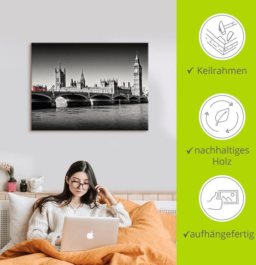 Artland Artprint op linnen Houses of Parliament & Theems