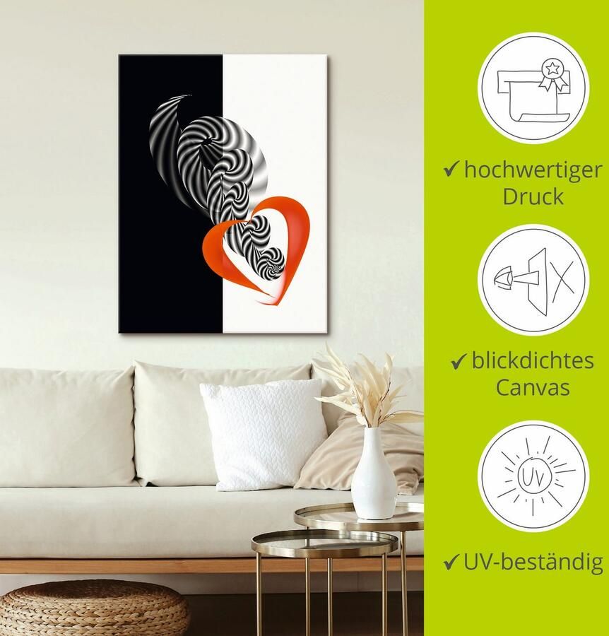 Artland Artprint op linnen In het midden van het hart - Foto 2