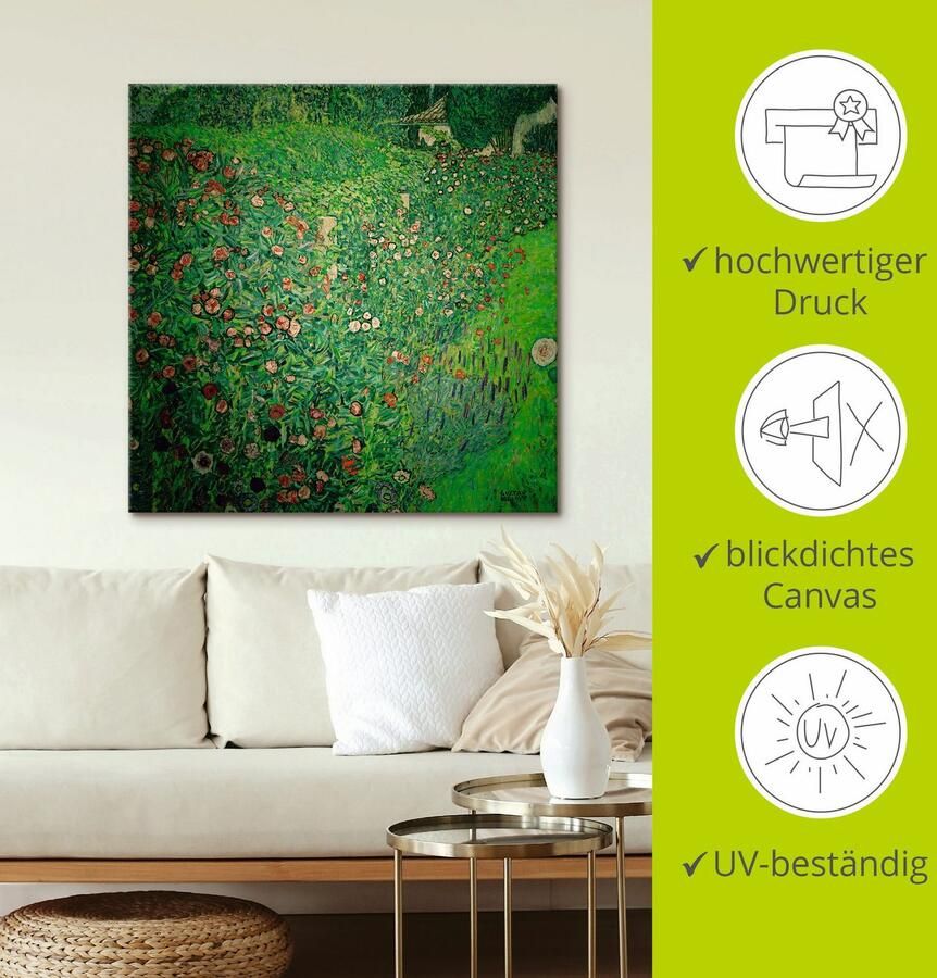 Artland Artprint op linnen Italiaans tuinlandschap gespannen op een spieraam - Foto 2