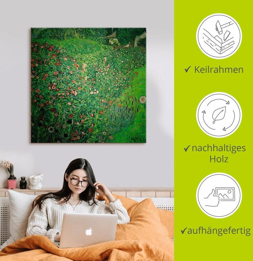 Artland Artprint op linnen Italiaans tuinlandschap gespannen op een spieraam