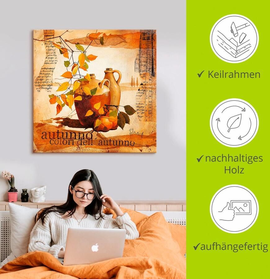 Artland Artprint op linnen Italiaanse herfstbladeren