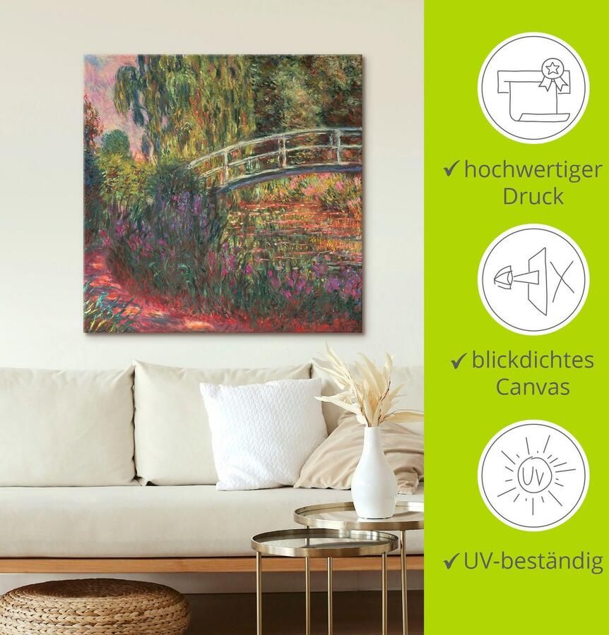 Artland Artprint op linnen Japanse brug in de tuin van Giverney - Foto 3