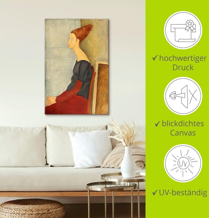 Artland Artprint op linnen Jeanne Hébuterne met henna. 1918 - Foto 3