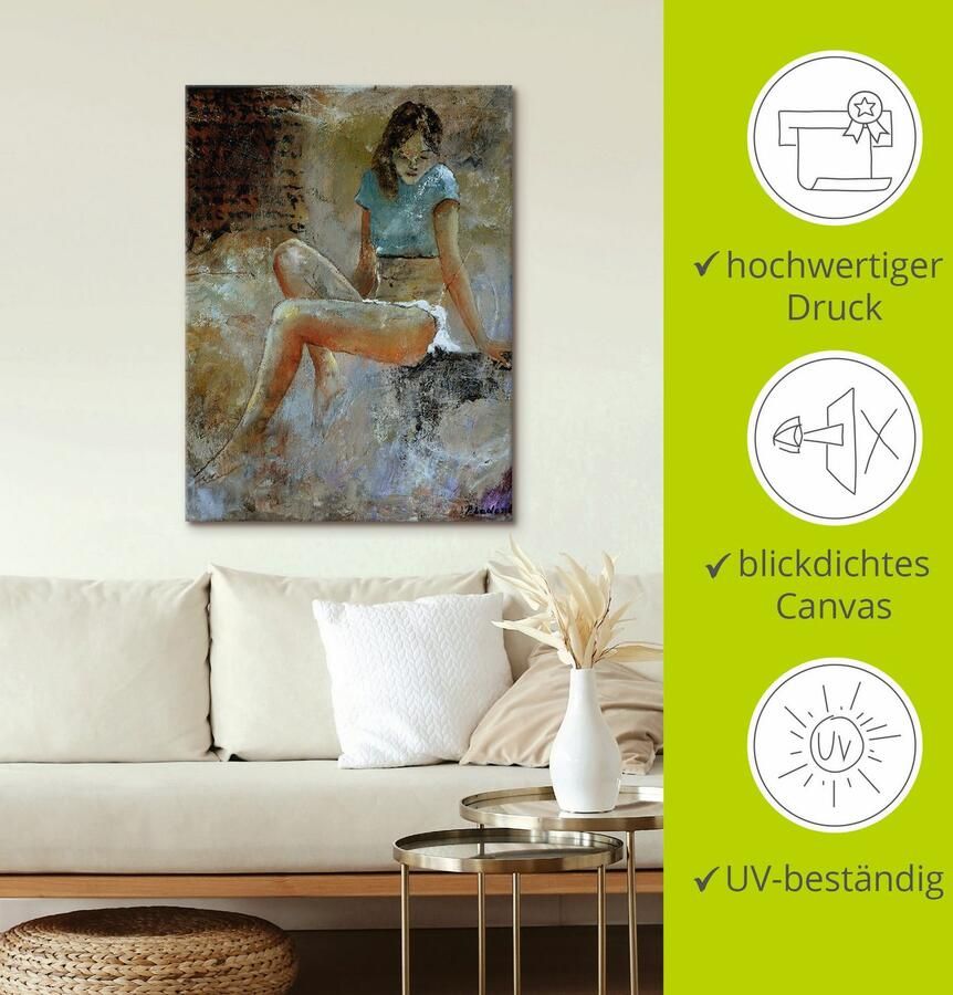 Artland Artprint op linnen Jong meisje gespannen op een spieraam - Foto 2