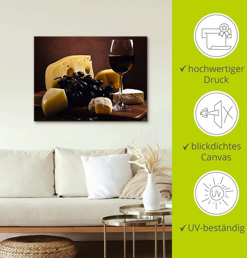 Artland Artprint op linnen Kaas stilleven gespannen op een spieraam - Foto 2