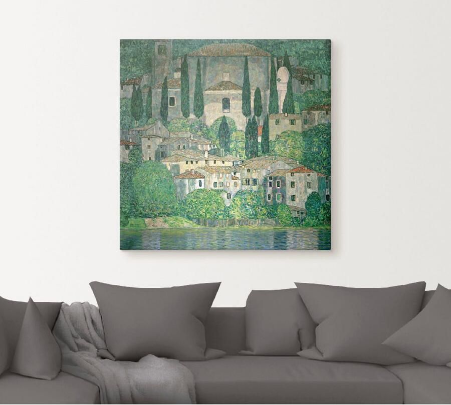 Artland Artprint op linnen Kerk in Cassone (Landschap met cipressen - Foto 4