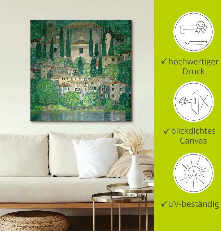 Artland Artprint op linnen Kerk in Cassone (Landschap met cipressen - Foto 2