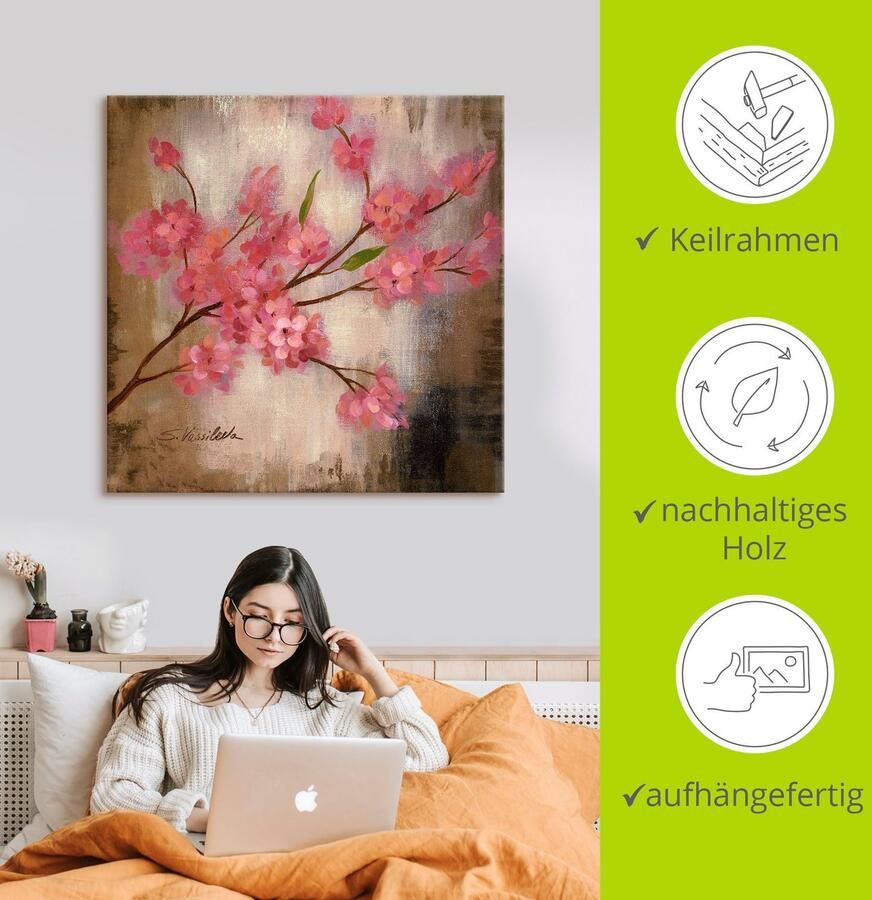 Artland Artprint op linnen Kersenbloesem I gespannen op een spieraam - Foto 2