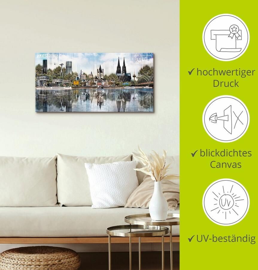 Artland Artprint op linnen Keulen Skyline abstracte collage 20 - Foto 2