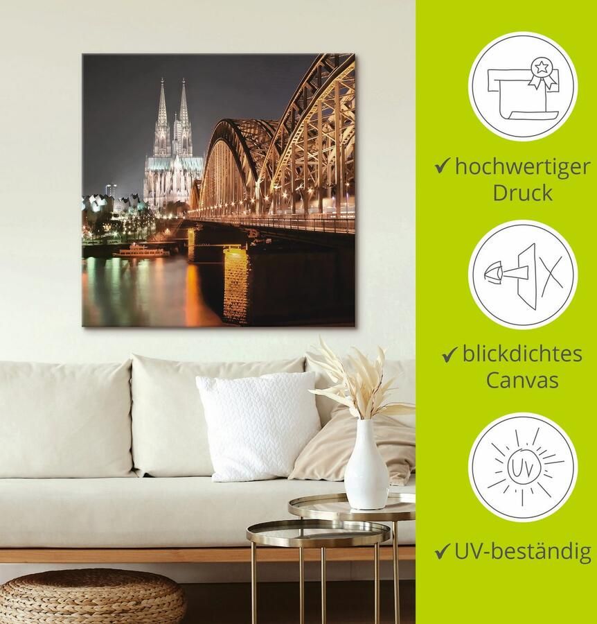 Artland Artprint op linnen Keulen Skyline collage V gespannen op een spieraam - Foto 2