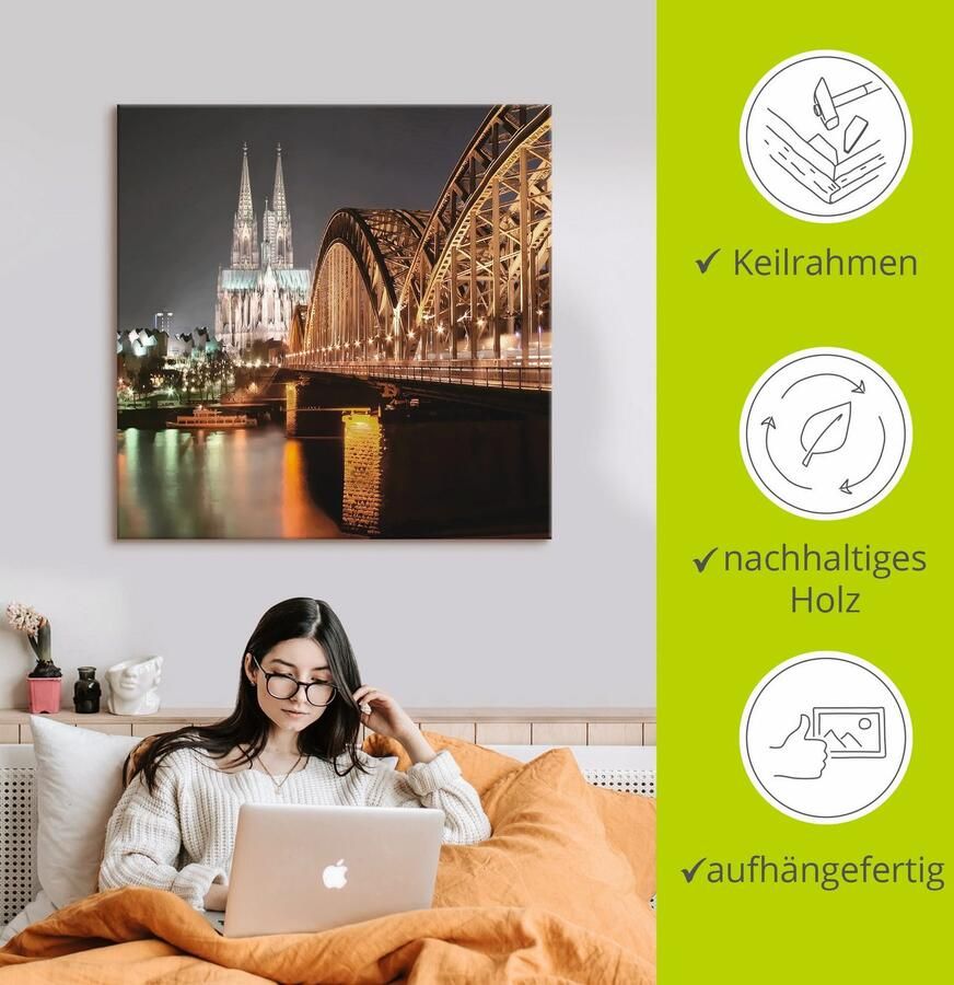 Artland Artprint op linnen Keulen Skyline collage V gespannen op een spieraam