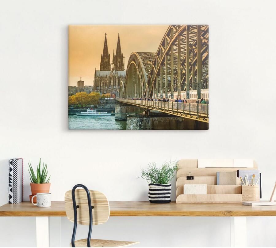 Artland Artprint op linnen Keulse domkerk met Hohenzollernbrug - Foto 3