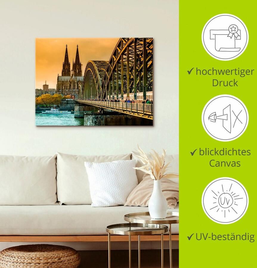 Artland Artprint op linnen Keulse domkerk met Hohenzollernbrug - Foto 2