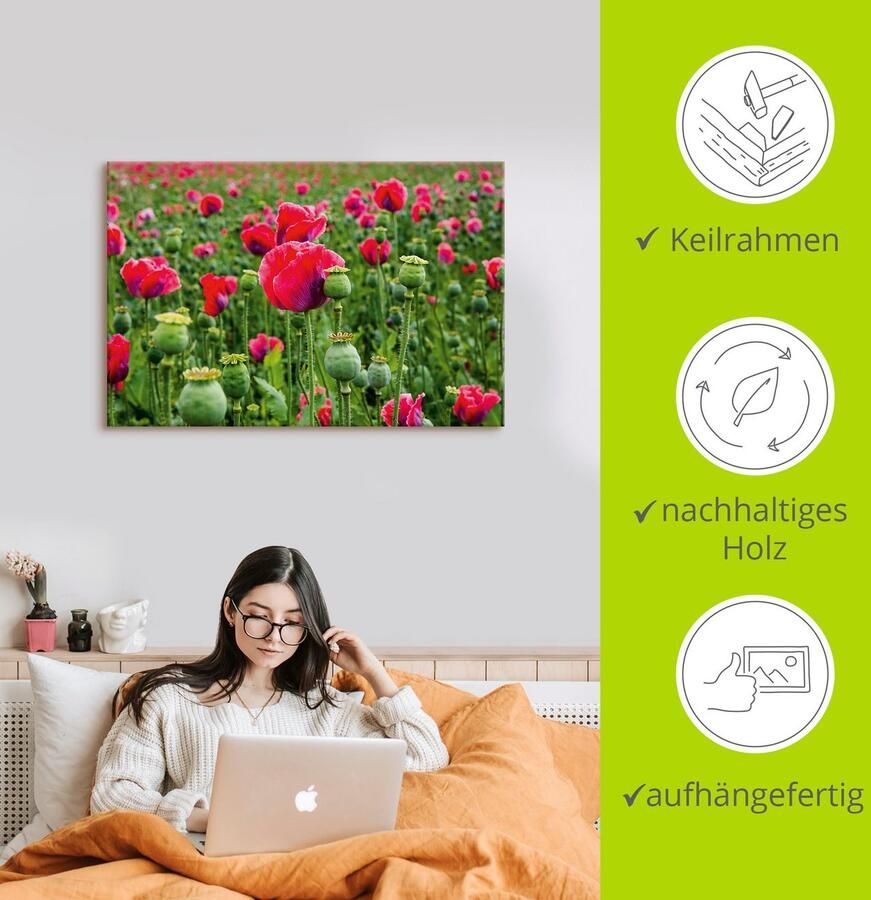 Artland Artprint op linnen Klaprozen close-up gespannen op een spieraam - Foto 2