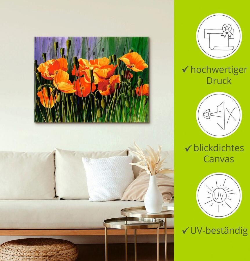 Artland Artprint op linnen Klaprozen I gespannen op een spieraam - Foto 2