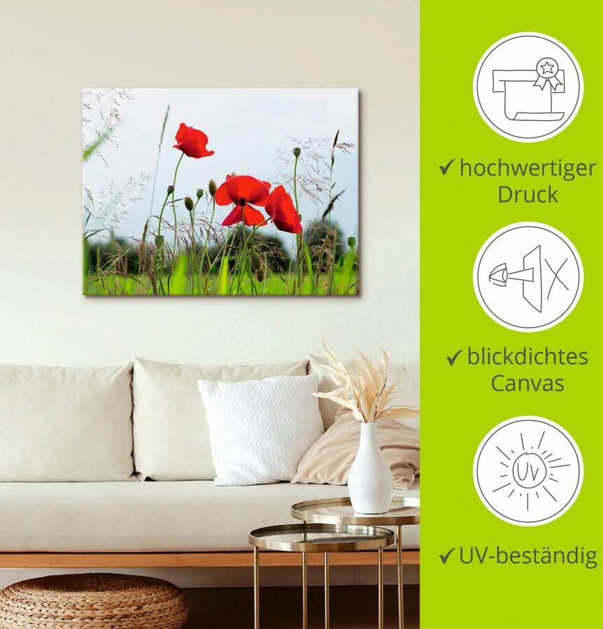 Artland Artprint op linnen Klaprozen I gespannen op een spieraam - Foto 2