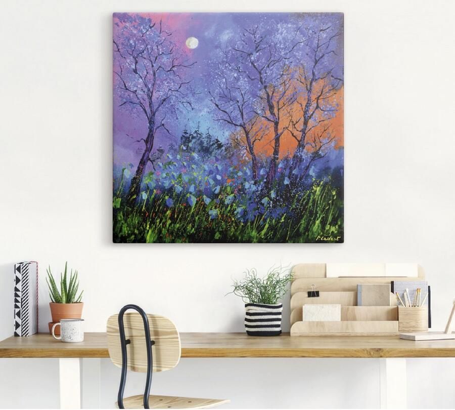 Artland Artprint op linnen Klaprozen in blauw gespannen op een spieraam - Foto 3