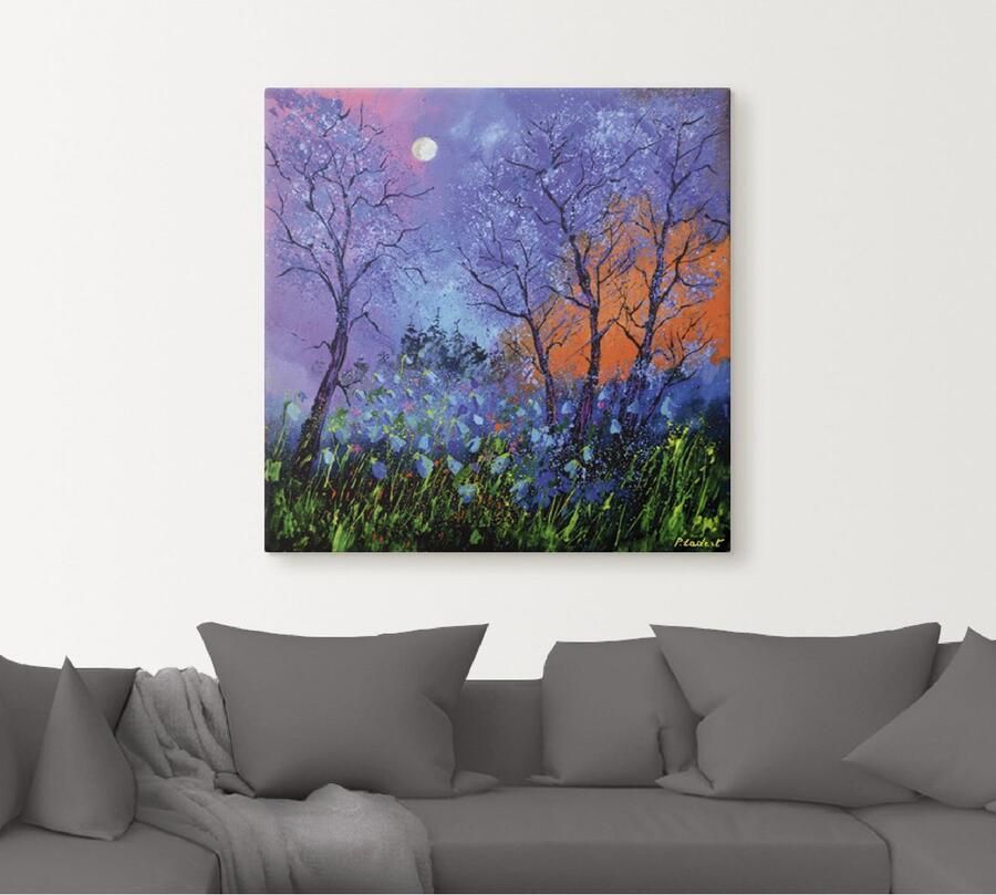 Artland Artprint op linnen Klaprozen in blauw gespannen op een spieraam - Foto 4