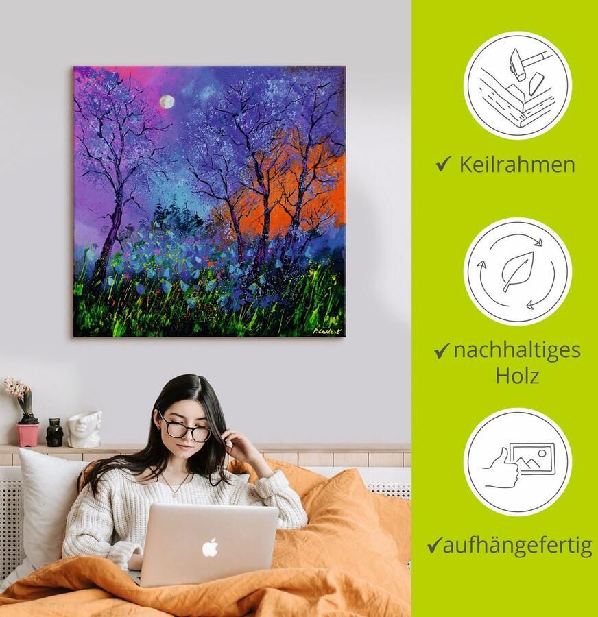 Artland Artprint op linnen Klaprozen in blauw gespannen op een spieraam