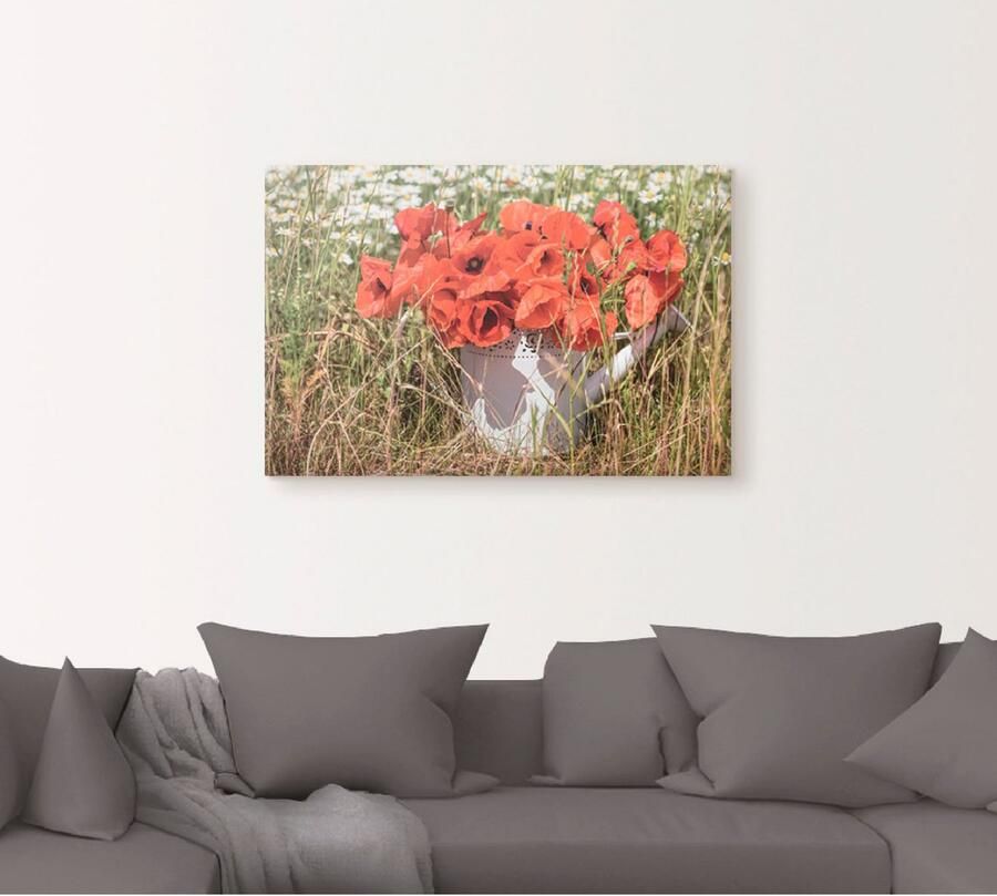 Artland Artprint op linnen Klaprozen in het veld gespannen op een spieraam - Foto 5