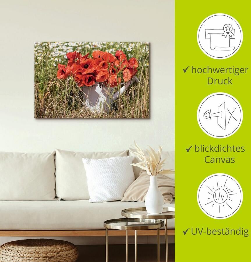 Artland Artprint op linnen Klaprozen in het veld gespannen op een spieraam - Foto 3