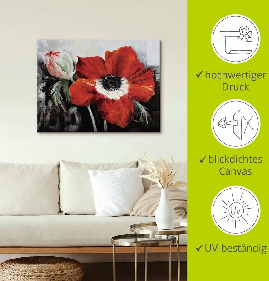 Artland Artprint op linnen Klaprozen in volle bloei gespannen op een spieraam - Foto 4