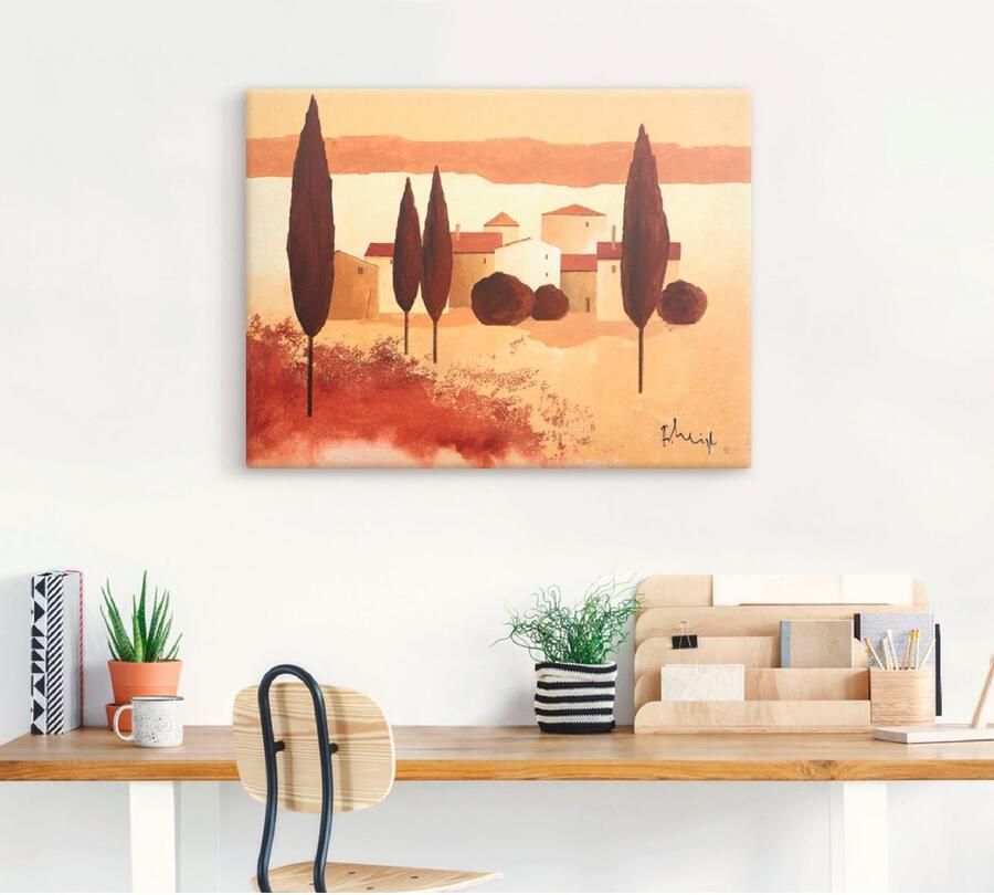 Artland Artprint op linnen Klein mediterraan dorp gespannen op een spieraam - Foto 3