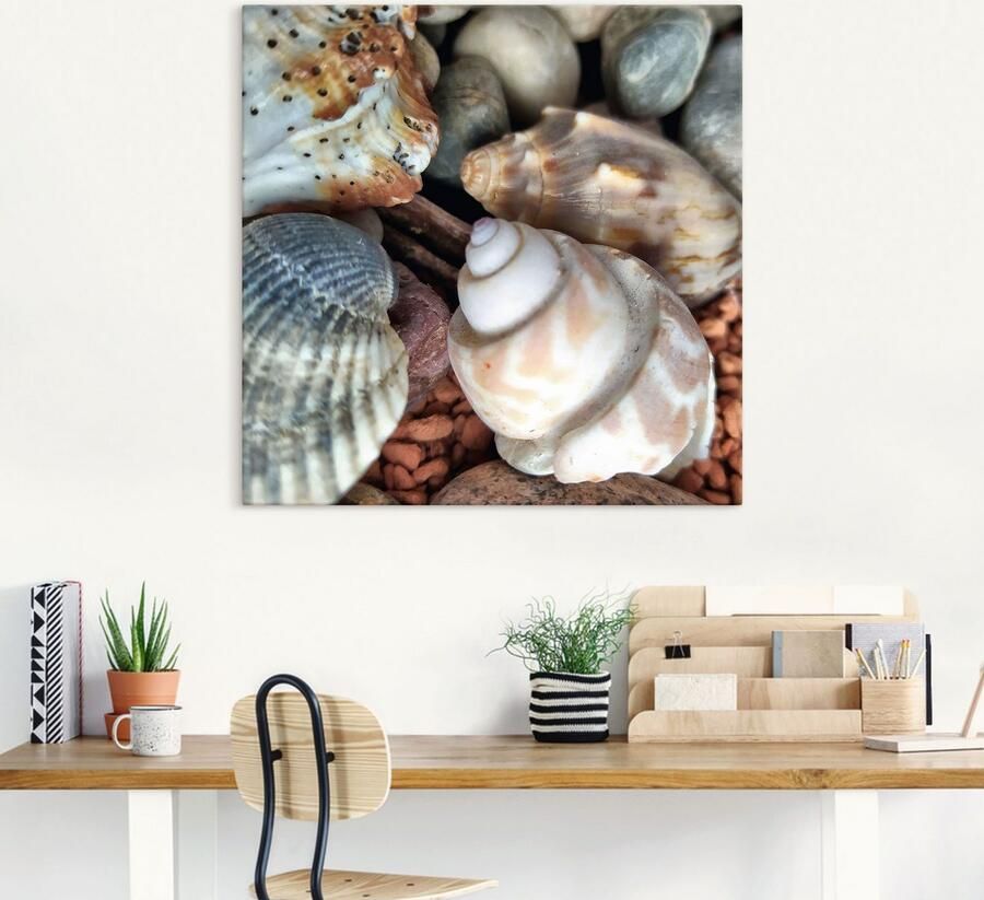 Artland Artprint op linnen Kleine schelpenschatten gespannen op een spieraam - Foto 4
