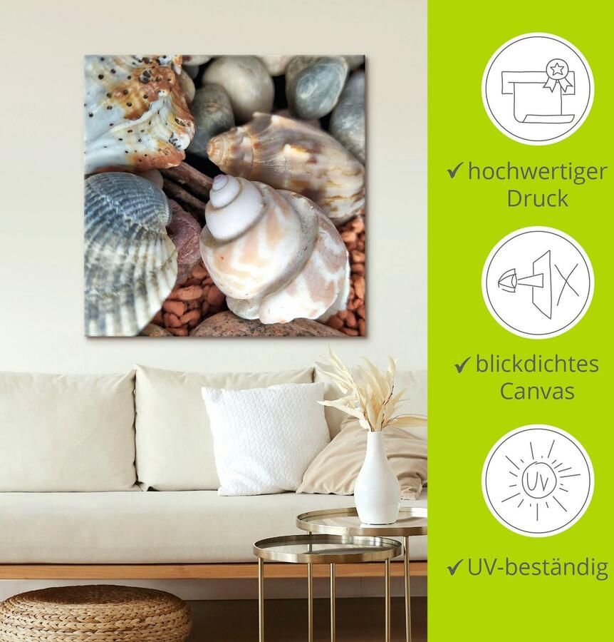 Artland Artprint op linnen Kleine schelpenschatten gespannen op een spieraam - Foto 3